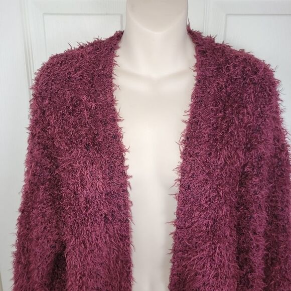 Kensie wine open front eyelash cardigan large - Picture 4 of 9